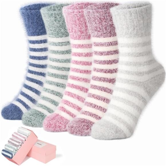 New 5 Pairs Fuzzy Soft Cozy Comfortable Socks for Women, Casual Sleep Comfy Sock - Picture 1 of 6